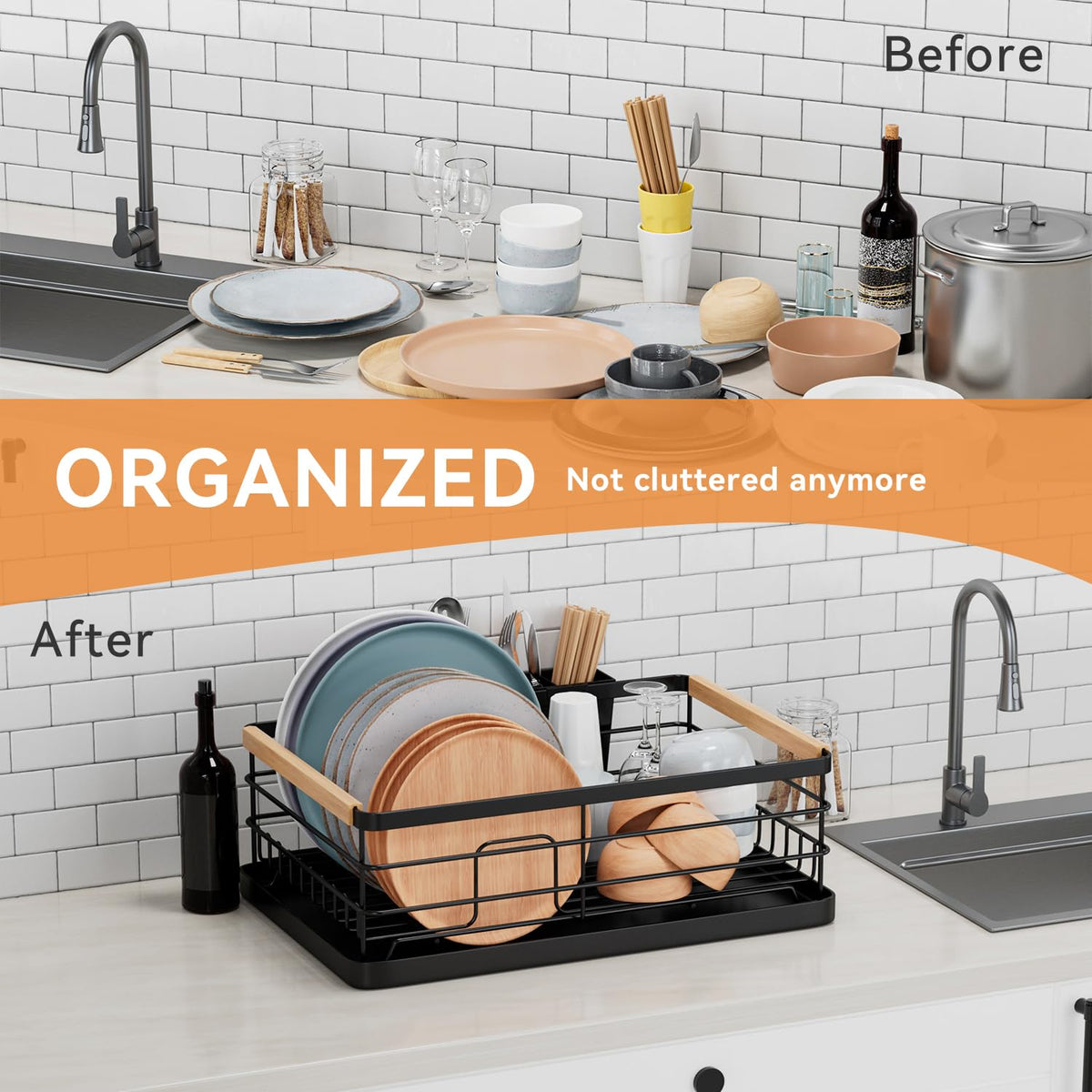 BRIAN & DANY wide drying space fits plates, bowls, and glassware efficiently.
