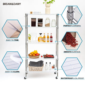 BRIAN & DANY liner installed on a wire shelf creates a smooth flat surface for items.