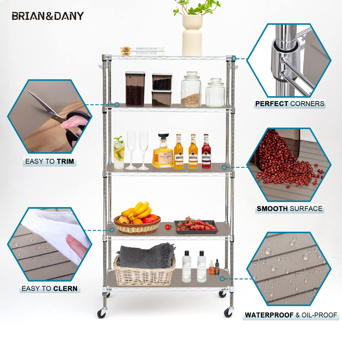 BRIAN AND DANY liner creates a flat, smooth surface for small items.