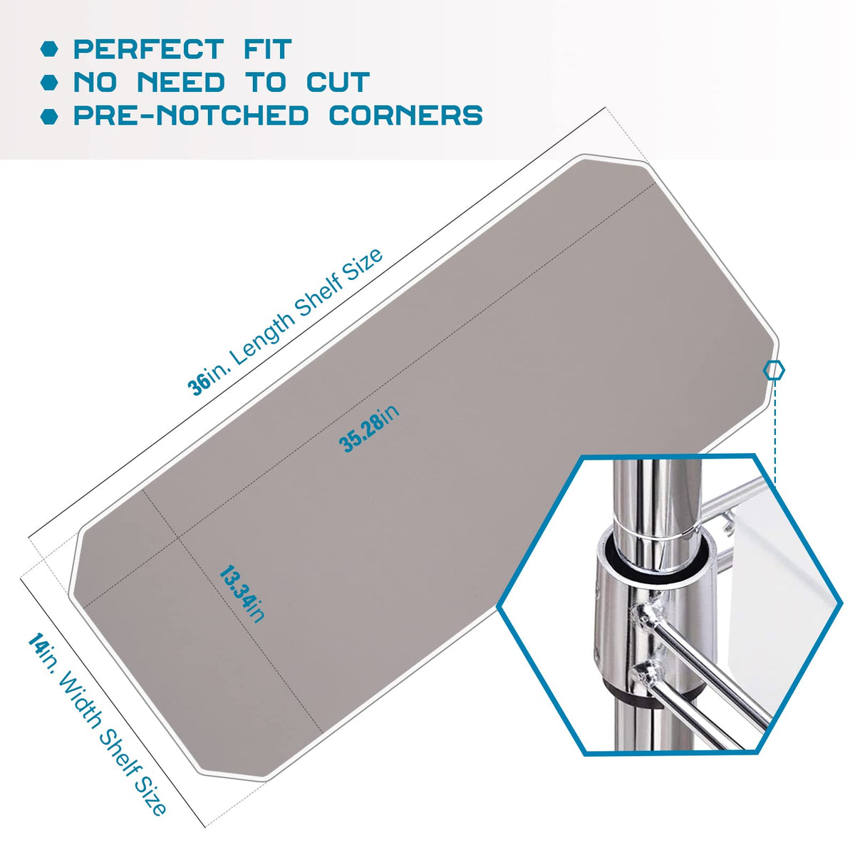BRIAN AND DANY 14x36 liner applied to shelves demonstrates a precise fit.