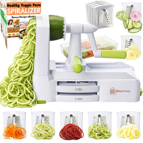 Brieftons 7-blade spiralizer with blades stored for quick setup