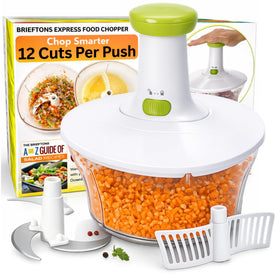 Brieftons Express manual chopper shown for effortless vegetable prep and quick meal ideas.