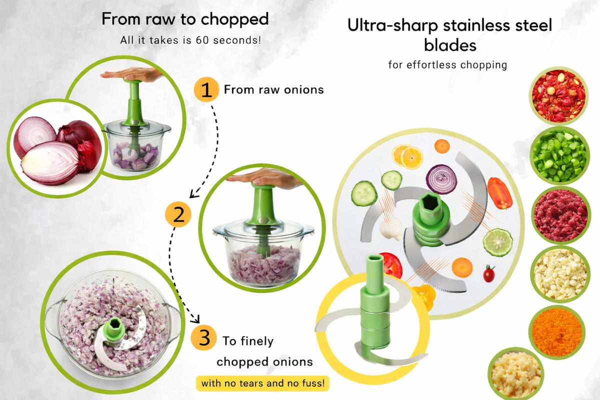 Brieftons Express stainless steel blade ready for chopping tasks.