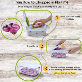 Brieftons QuickPush 0.25-inch square blade for fine dice of produce.