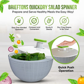 Brieftons salad spinner dryer basket helps dry herbs and vegetables efficiently.