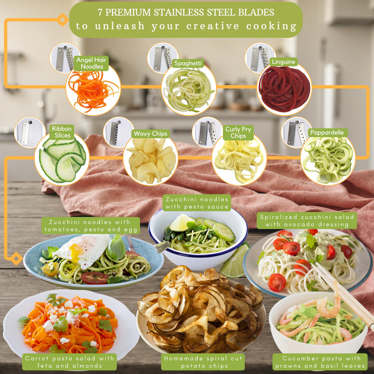 Brieftons spiralizer suction pad grips counter for stable use