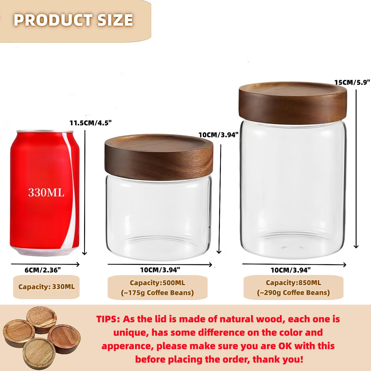 Brighomrom airtight wooden lid with silicone seal on display