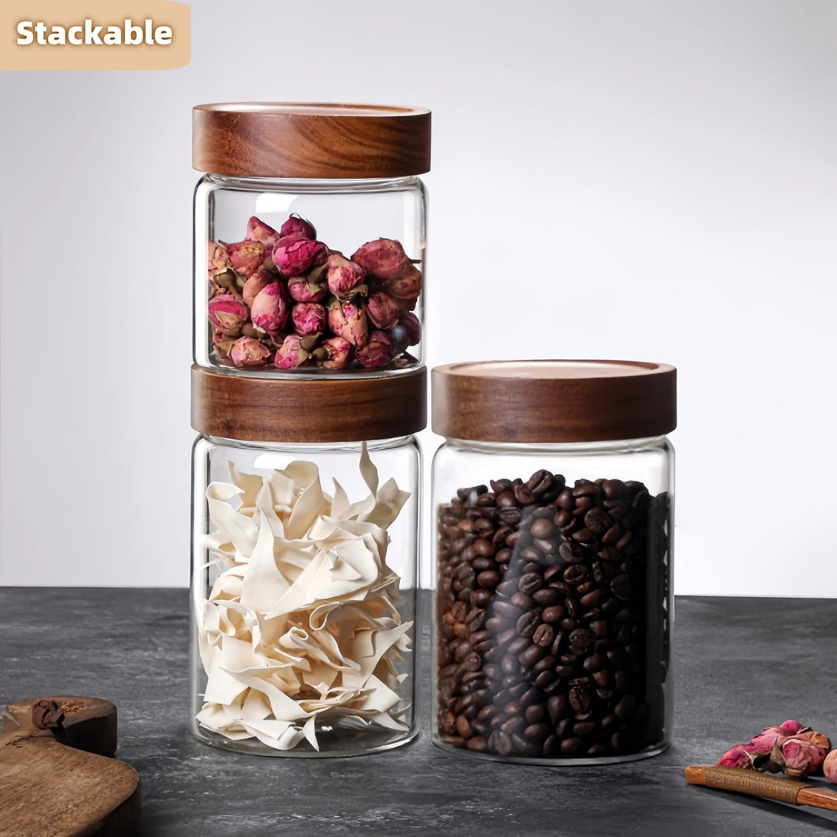 Brighomrom elegant transparent jar enhancing kitchen decor