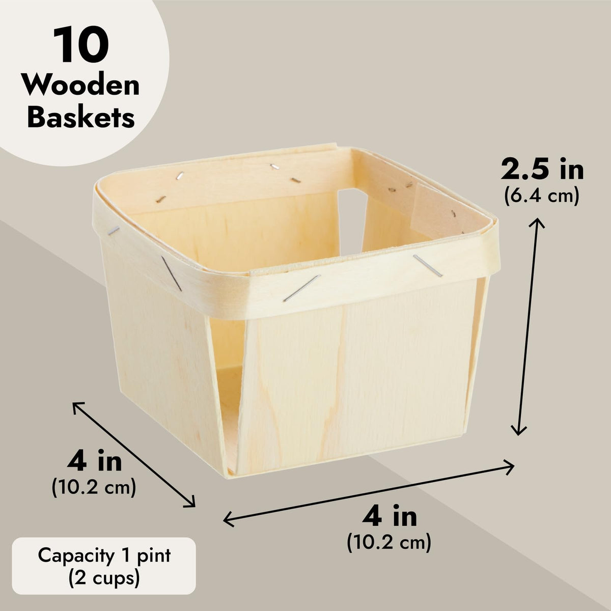 Bright Creations poplar wood basket provides durable support for produce.