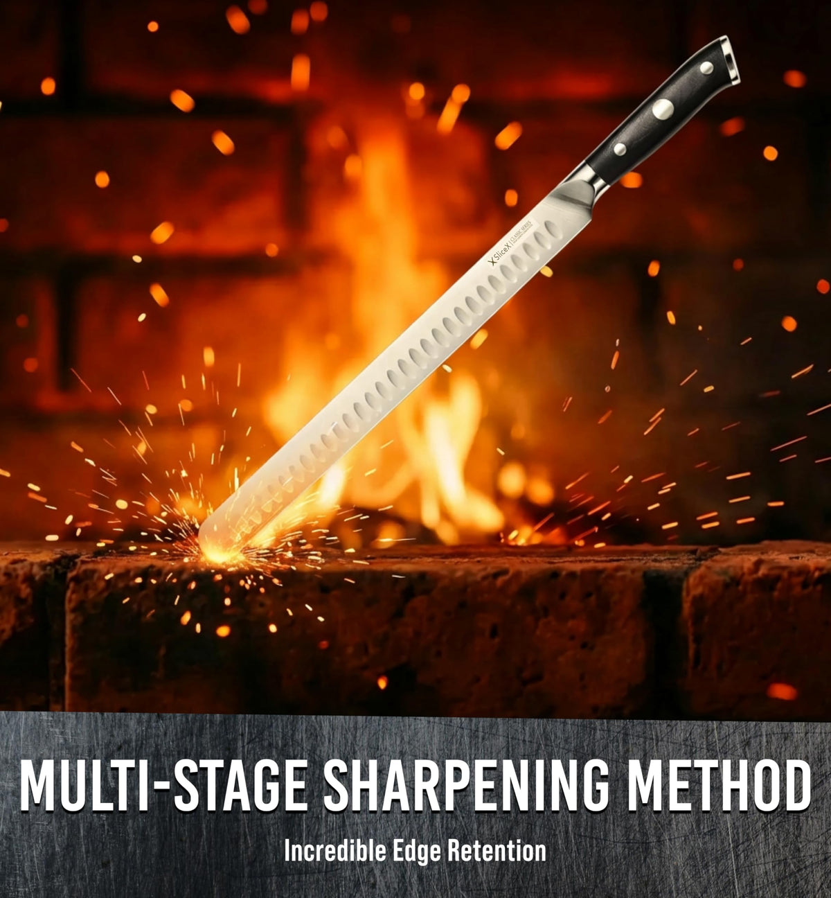 Bright Hobby Brisket Slicing Knife full tang construction visible for balanced control.