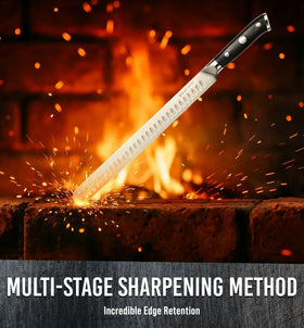 Bright Hobby Brisket Slicing Knife full tang construction visible for balanced control.