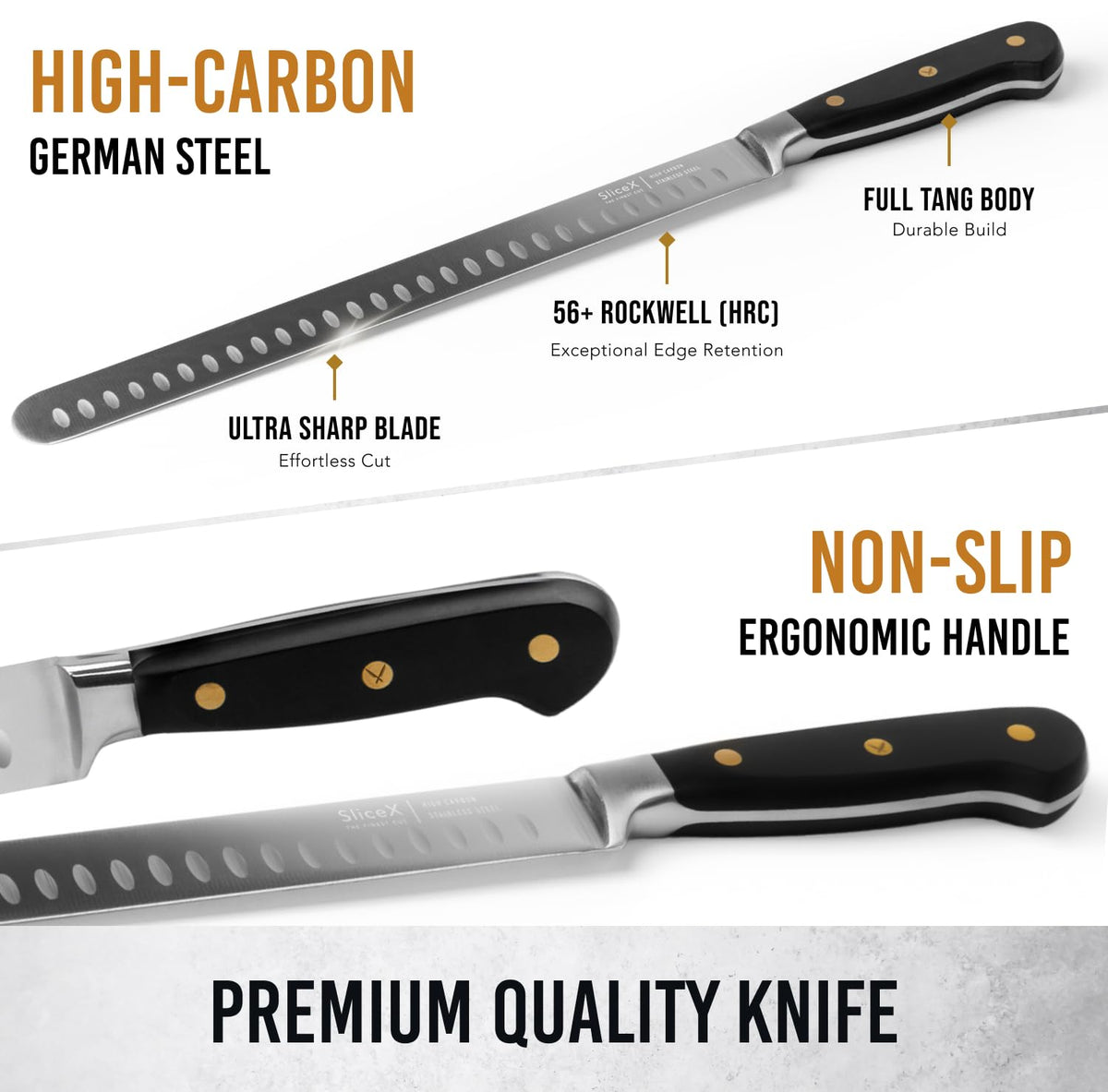 Bright Hobby Brisket Slicing Knife rust-resistant blade designed for longevity.