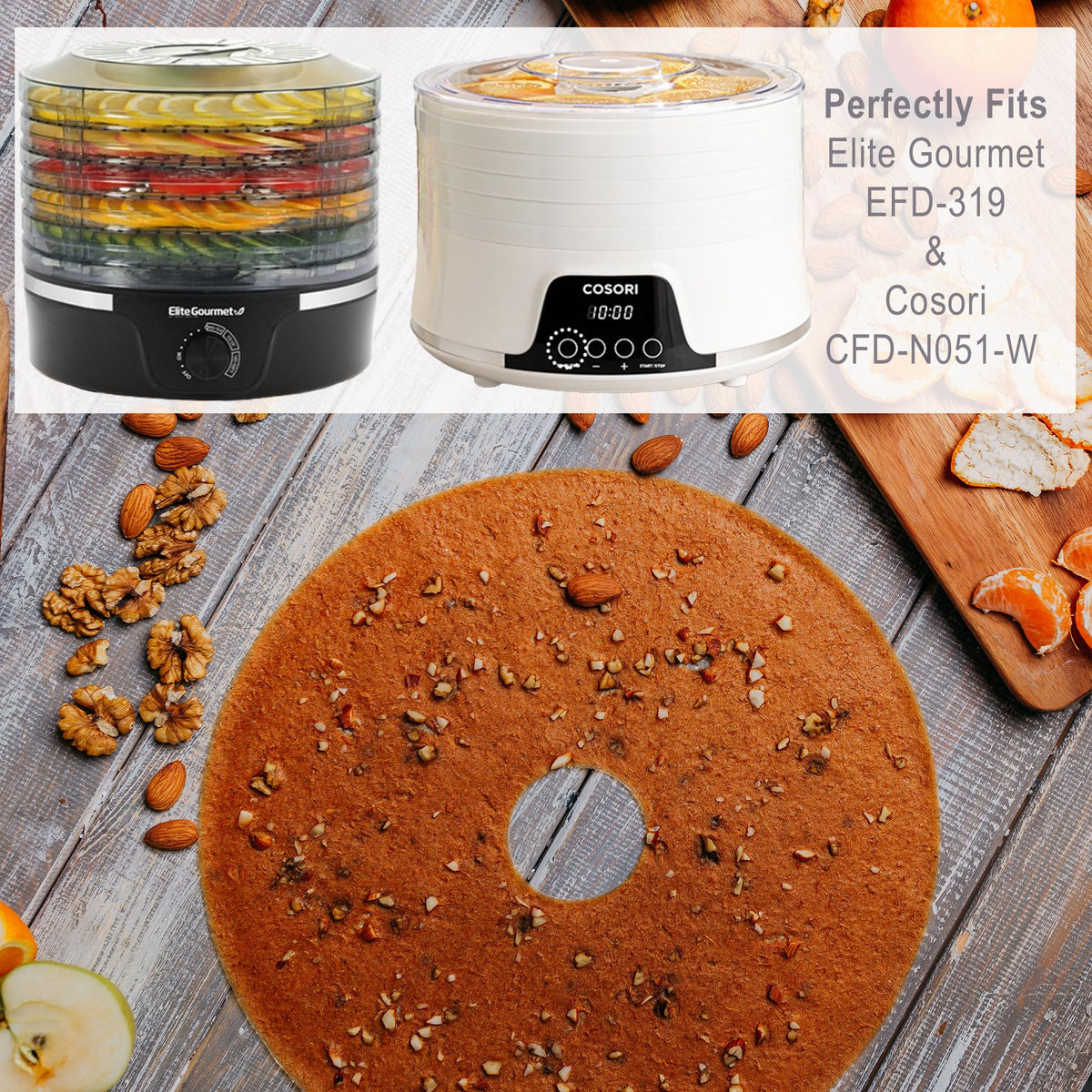 Bright Kitchen round-dehydrator compatibility showing exact fit with popular models.