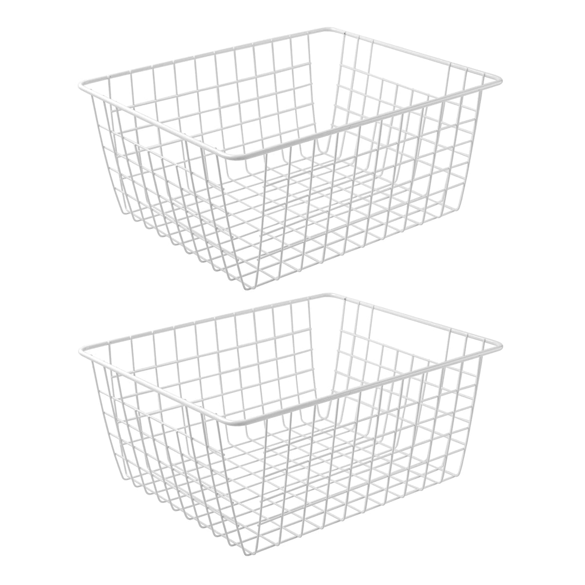 Brightalk 14-inch upright freezer baskets with sturdy white wire design for organized freezing.