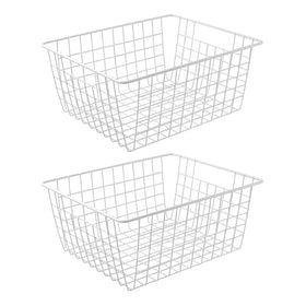 Brightalk 14-inch upright freezer baskets with sturdy white wire design for organized freezing.