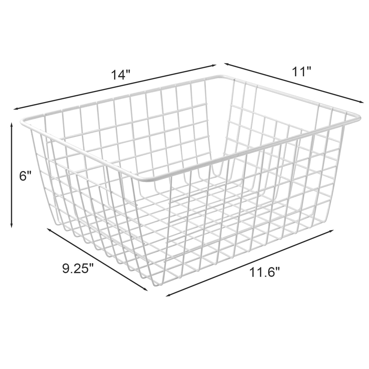 Brightalk large white wire storage bins showing clear visibility for pantry and freezer.