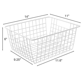 Brightalk white wire basket with built-in handles close-up for easy carrying
