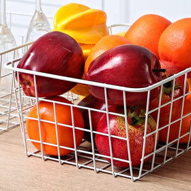 Brightalk white wire storage bin for kitchen pantry organization and decluttering.