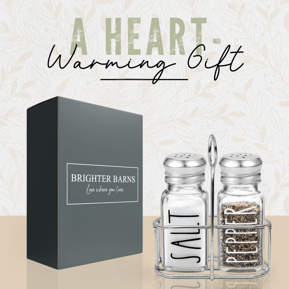 Brighter Barns handwash-only shakers for careful cleaning and shine maintenance.
