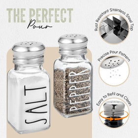 Brighter Barns salt and pepper set on dining table demonstrates modern farmhouse style.