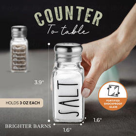 Brighter Barns salt shaker lid close-up shows easy refill design.