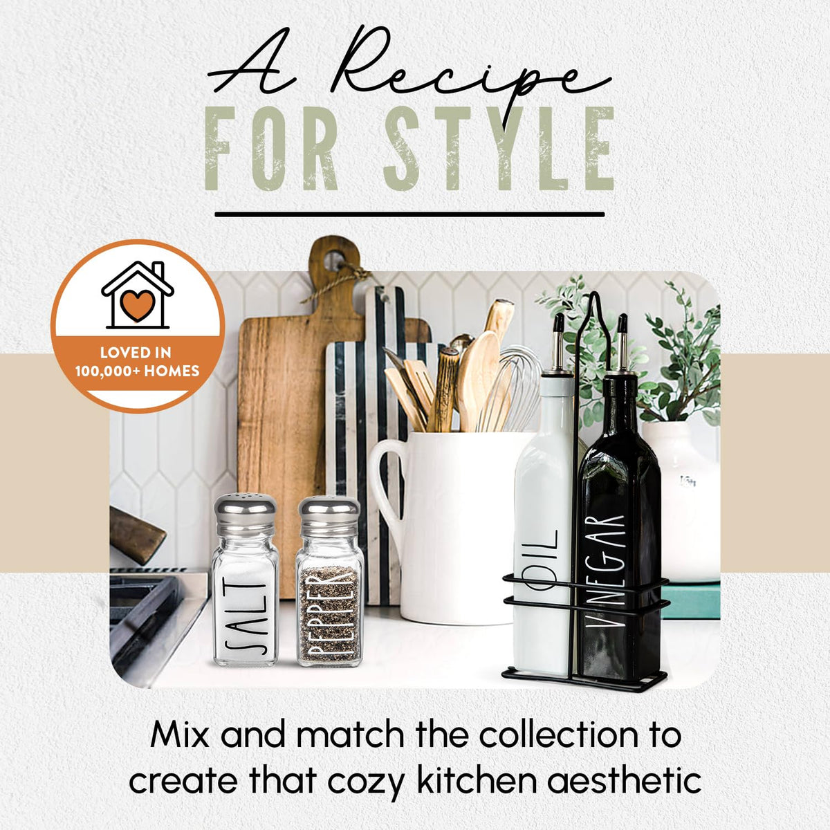Brighter Barns spice-rack display with shakers supports everyday seasoning.