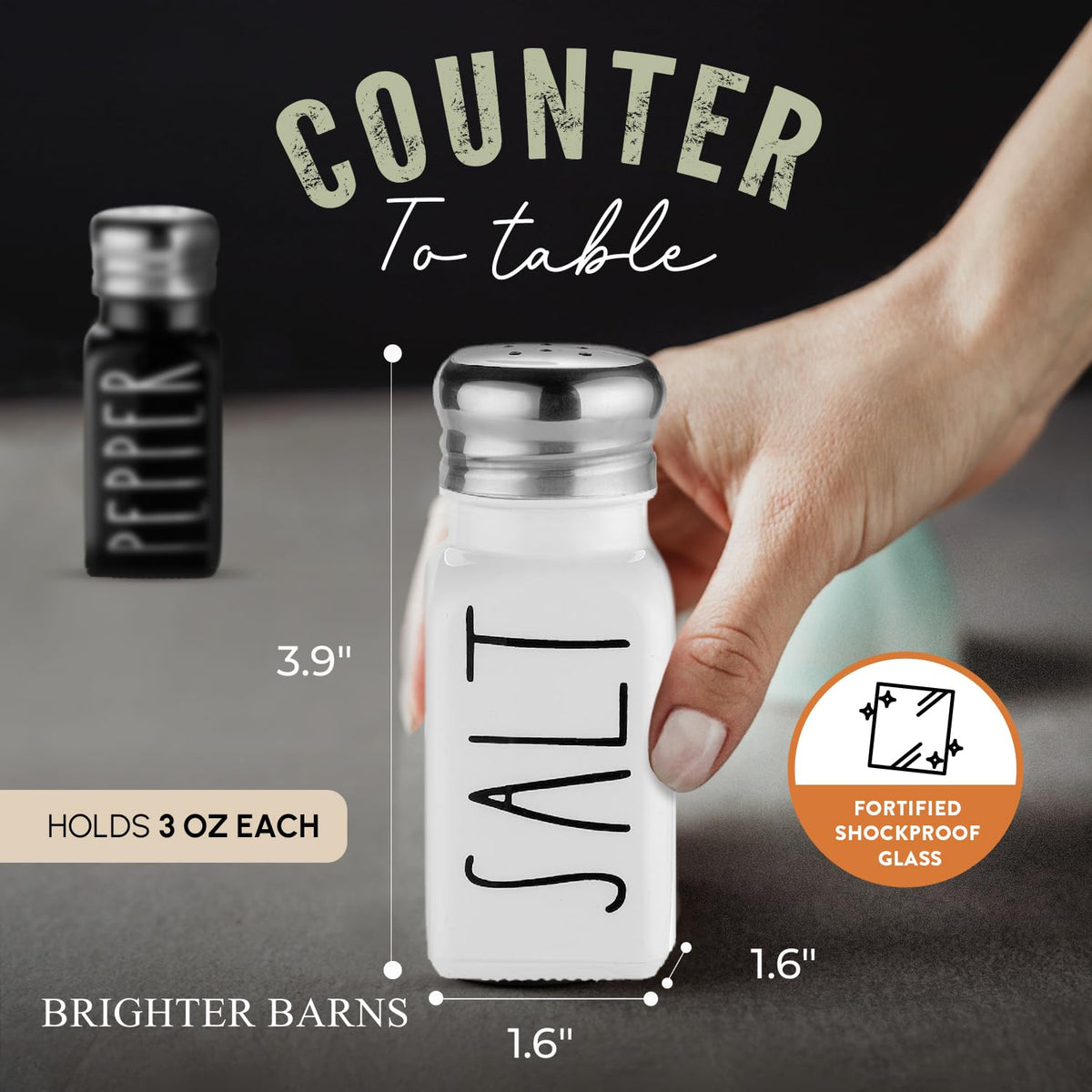 Brighter Barns stainless steel lids detail for controlled pouring.
