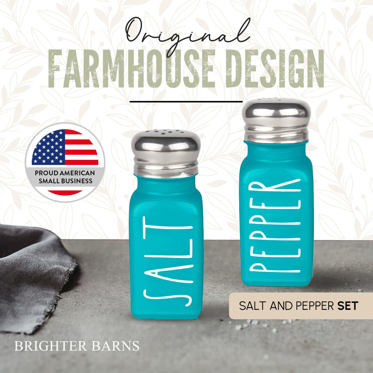 Teal shakers with premium glass bodies offer precise pours and style.