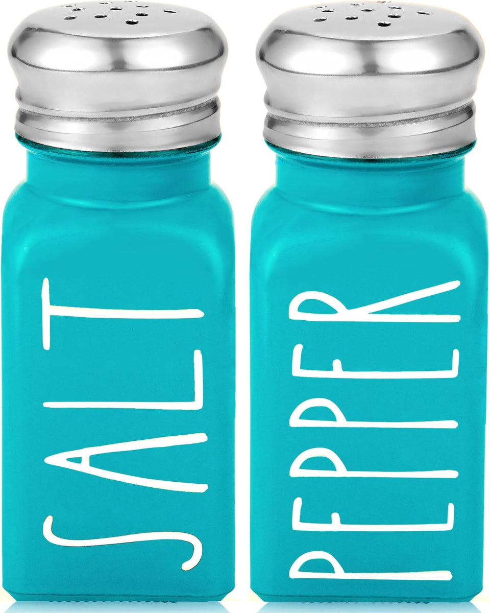 Brighter Barns teal salt and pepper shakers add vintage charm to your kitchen.