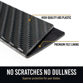 Bright Hobby knife sheath with angled opening enables easy insertion.