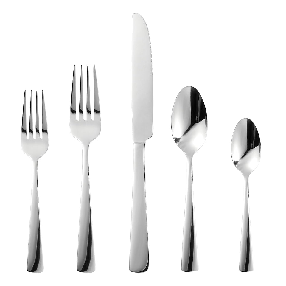 Brightown 20pc flatware set on a dining table for four, ready for stylish meals.