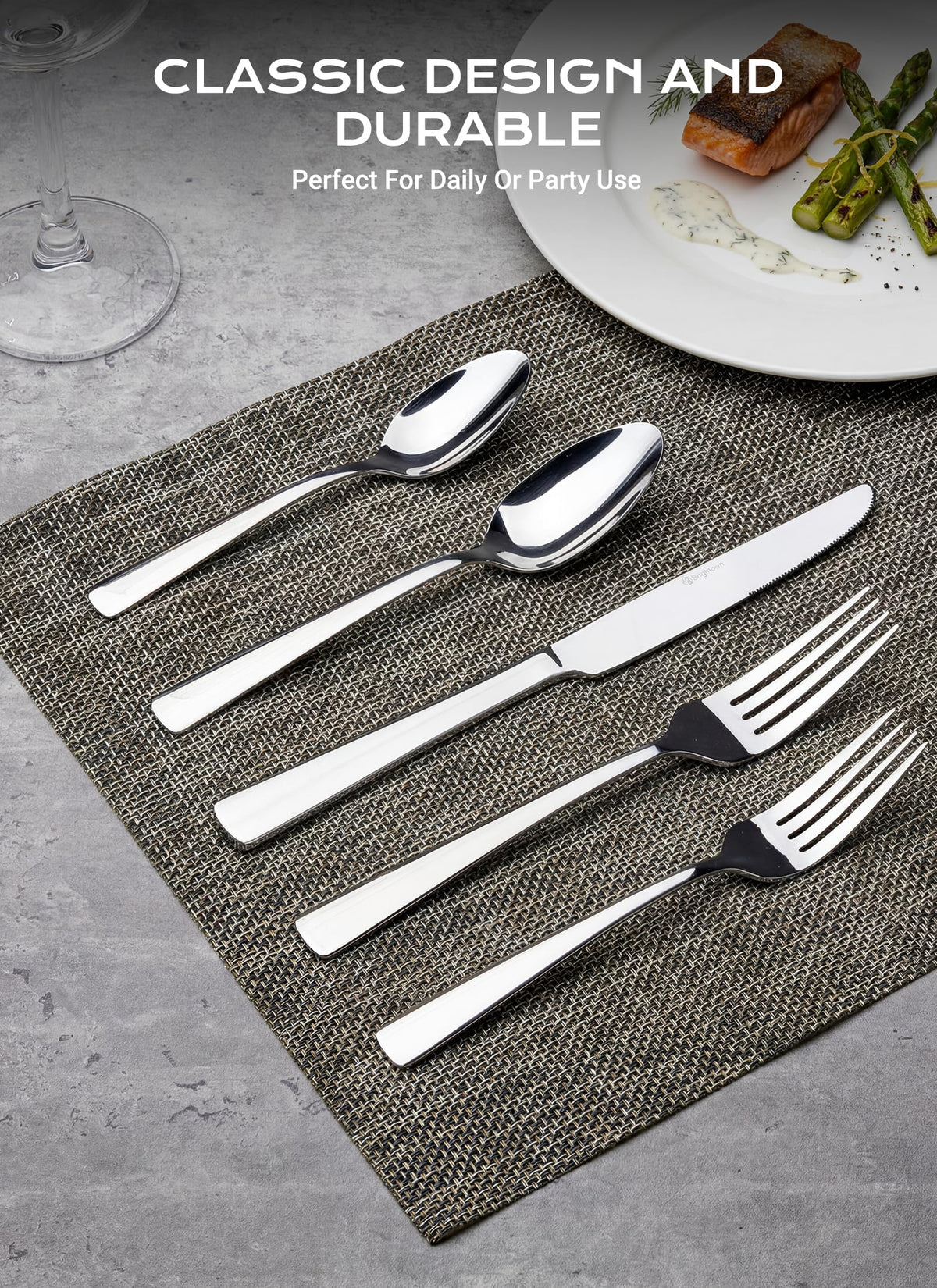 Brightown 45-piece flatware set dinner fork with sturdy grip