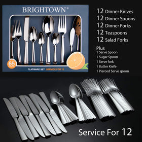 Brightown flatware arranged for dishwasher-safe cleaning and care
