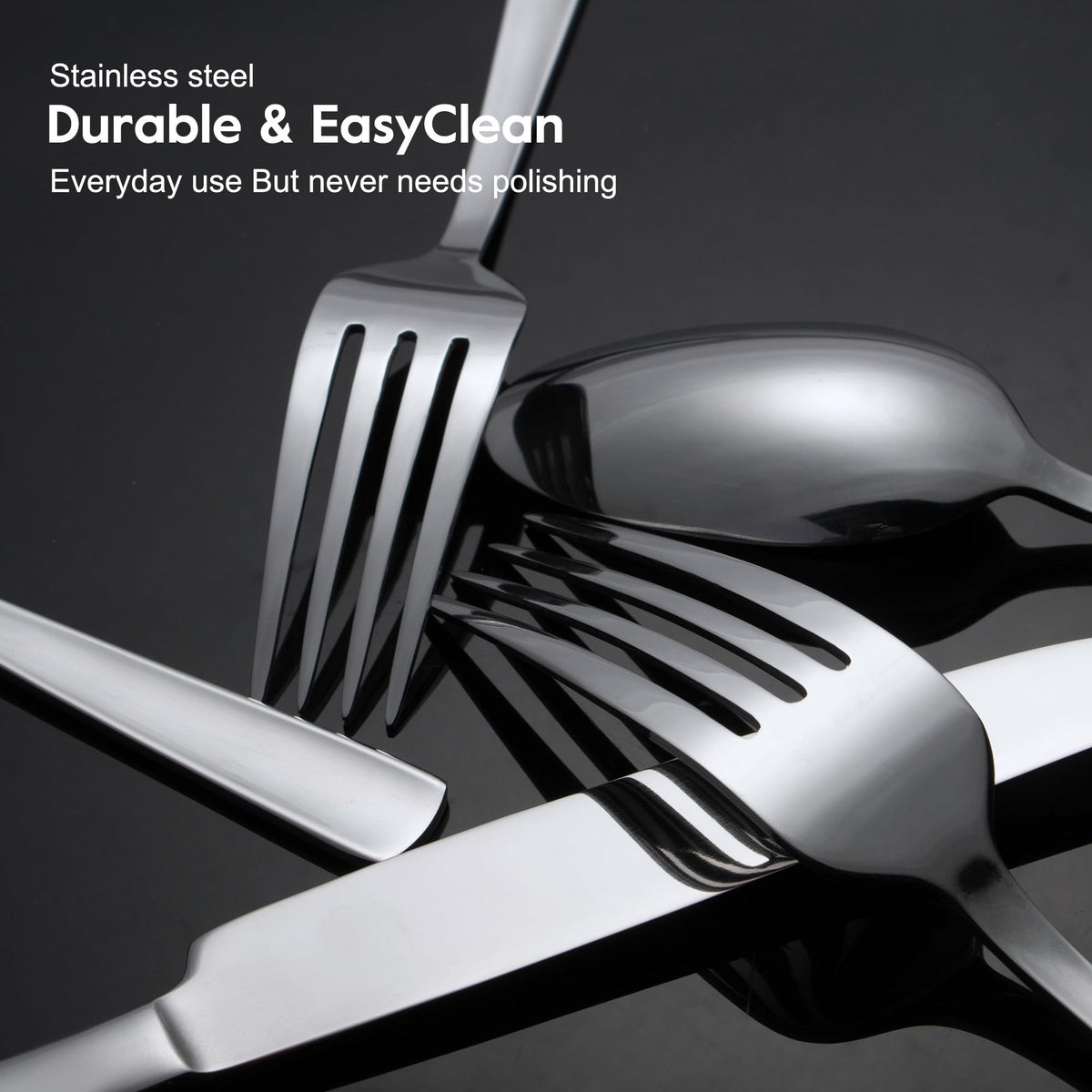 Brightown mirror-polished finish highlights the elegant shine of the flatware