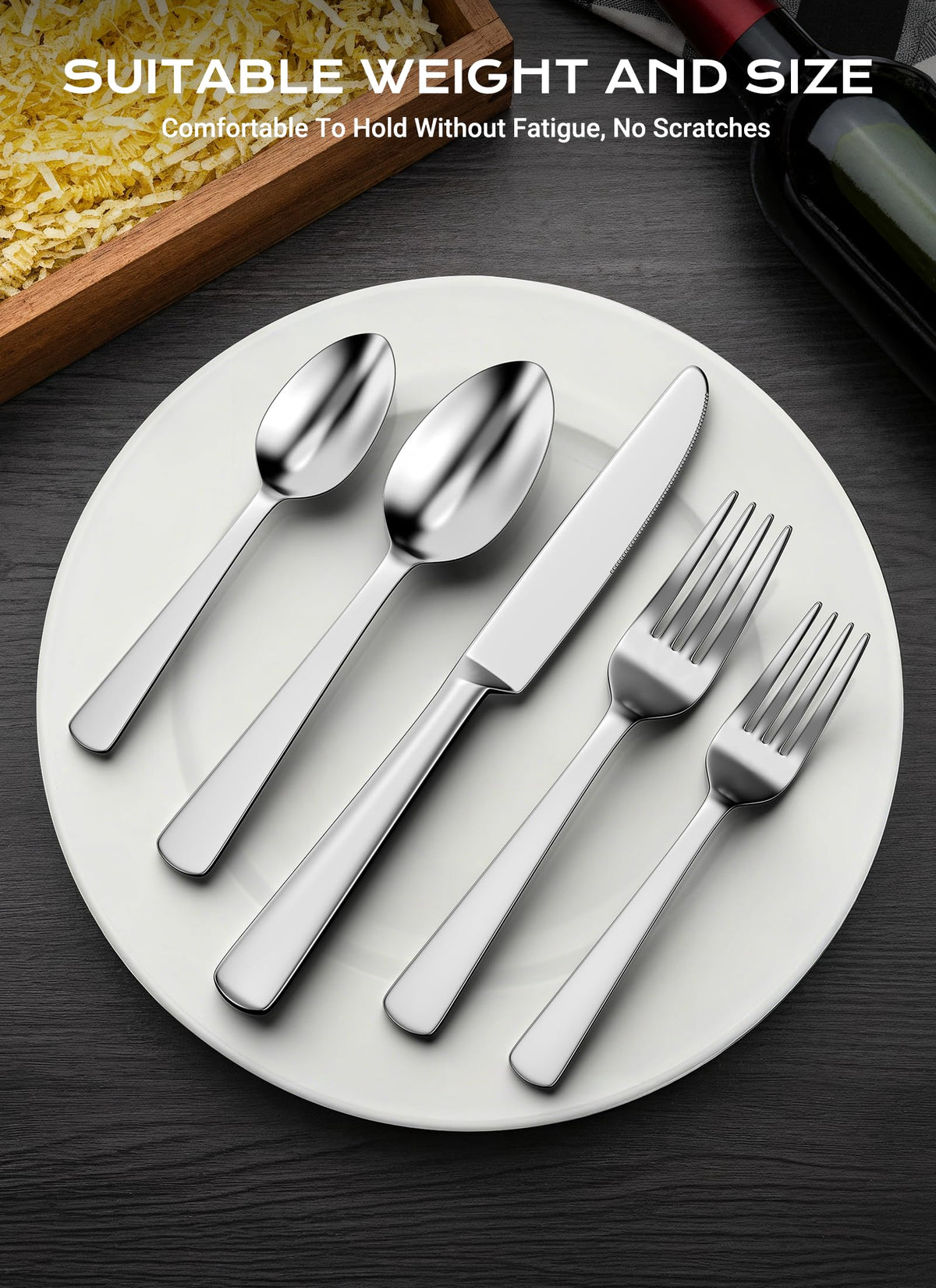 Brightown serving utensils included, perfect for salads and sharing courses.