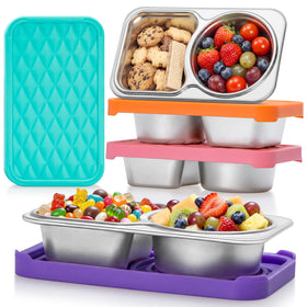 BrightWorld 2-compartment stainless steel snack container keeps snacks organized on the go