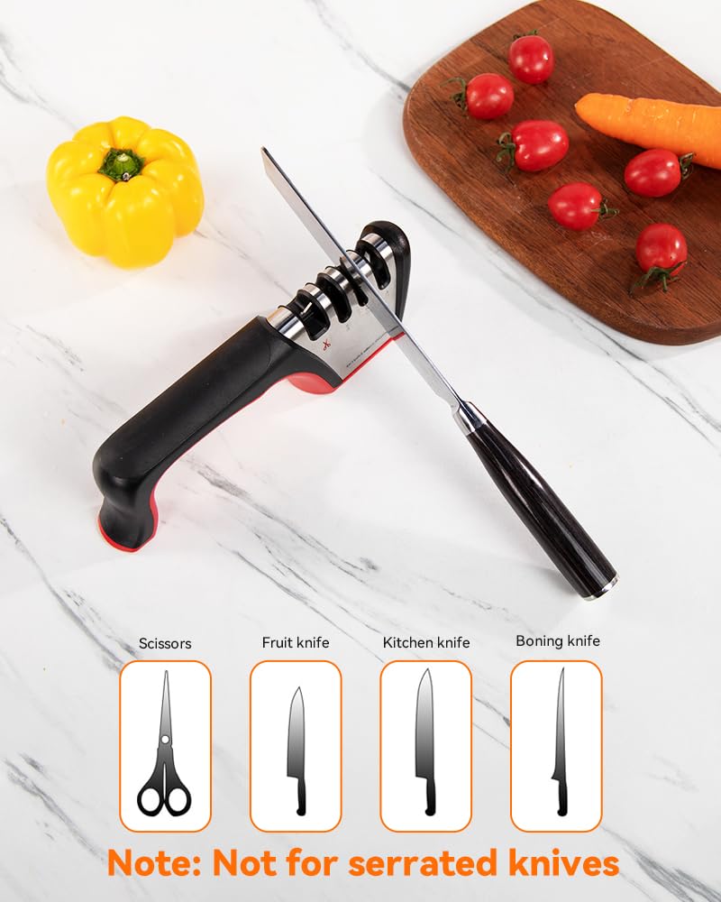 Brigii 4-in-1 knife sharpener non-slip base ensuring stable operation.