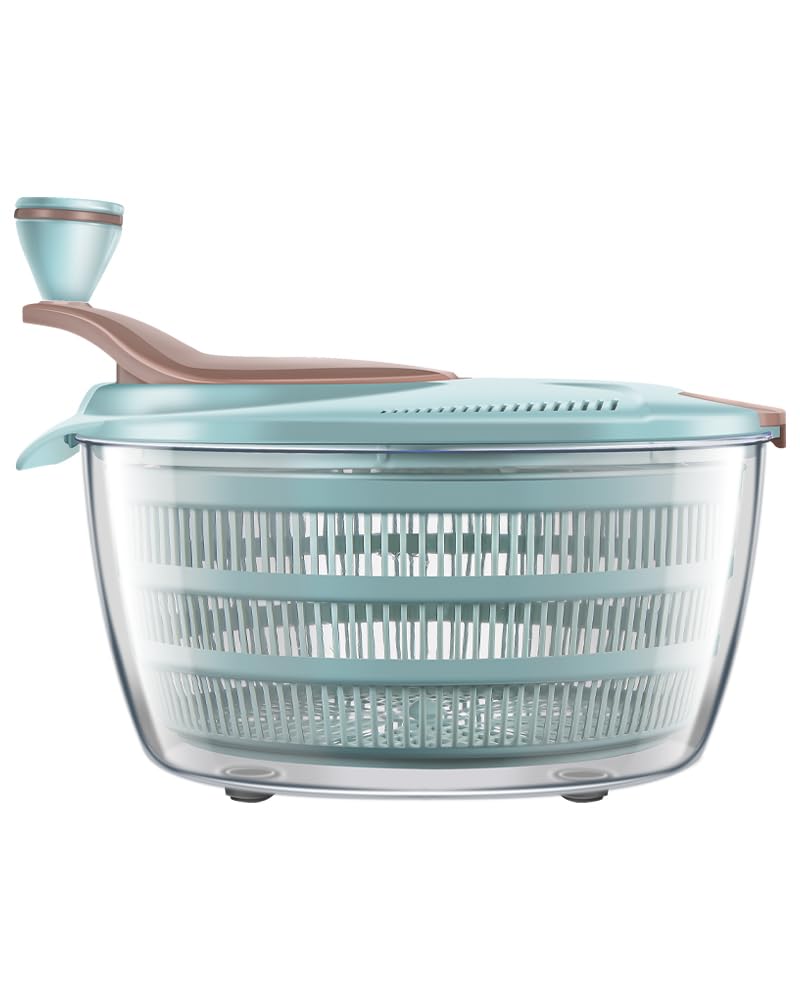 Brigii salad spinner with 4.24-quart capacity for family-sized greens.