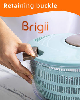 Brigii salad spinner basket with a handle for easy spinning.