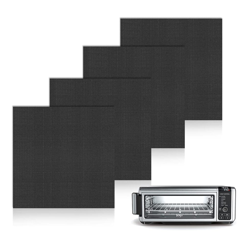 Brikinte 4-pack air fryer liners compatible with Ninja ovens for easy cleanup.