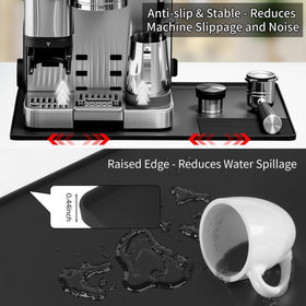 Brikinte Ninja Luxe cafe mat reduces vibrations for quieter coffee making.