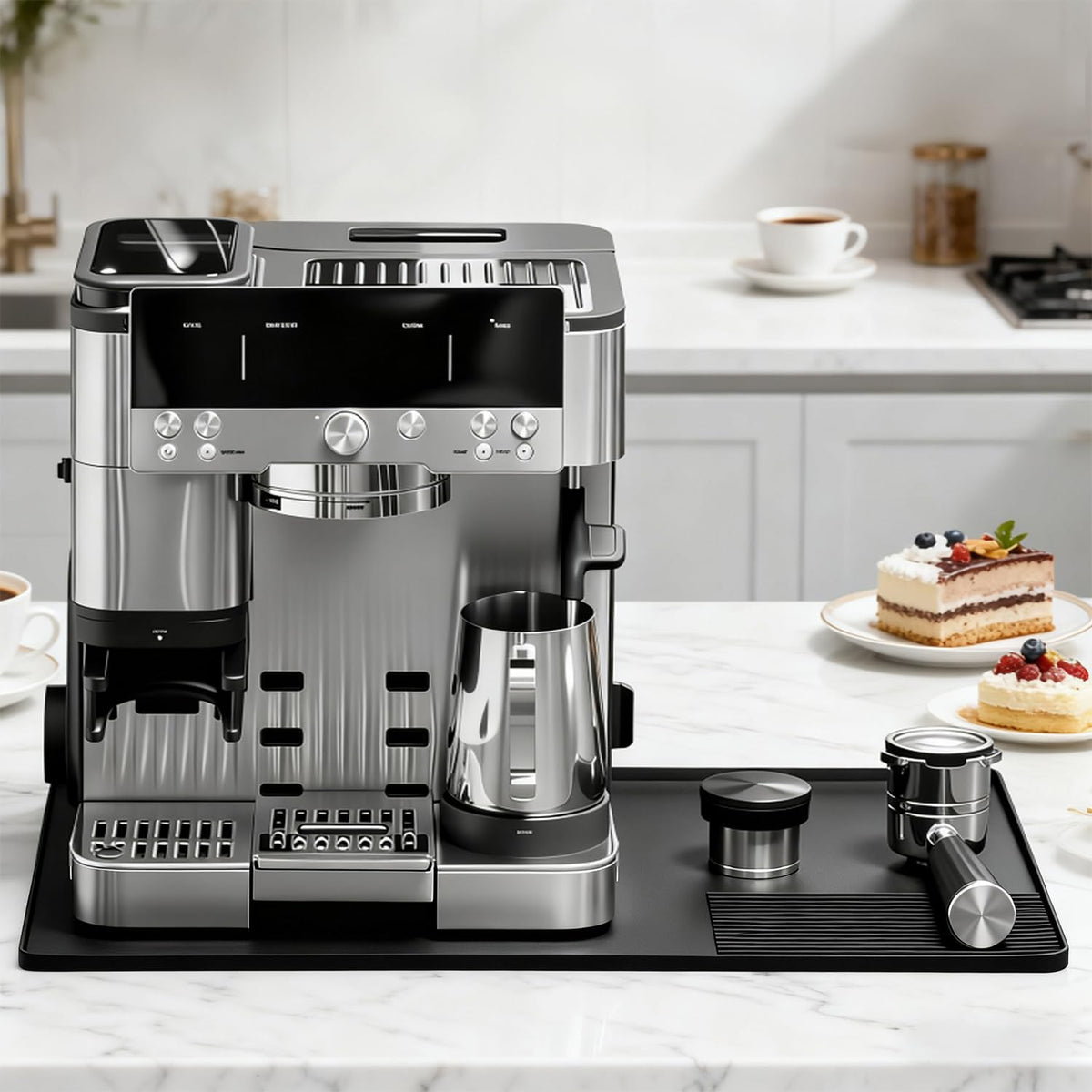 Brikinte raised edge design contains spills for quick cleanup.
