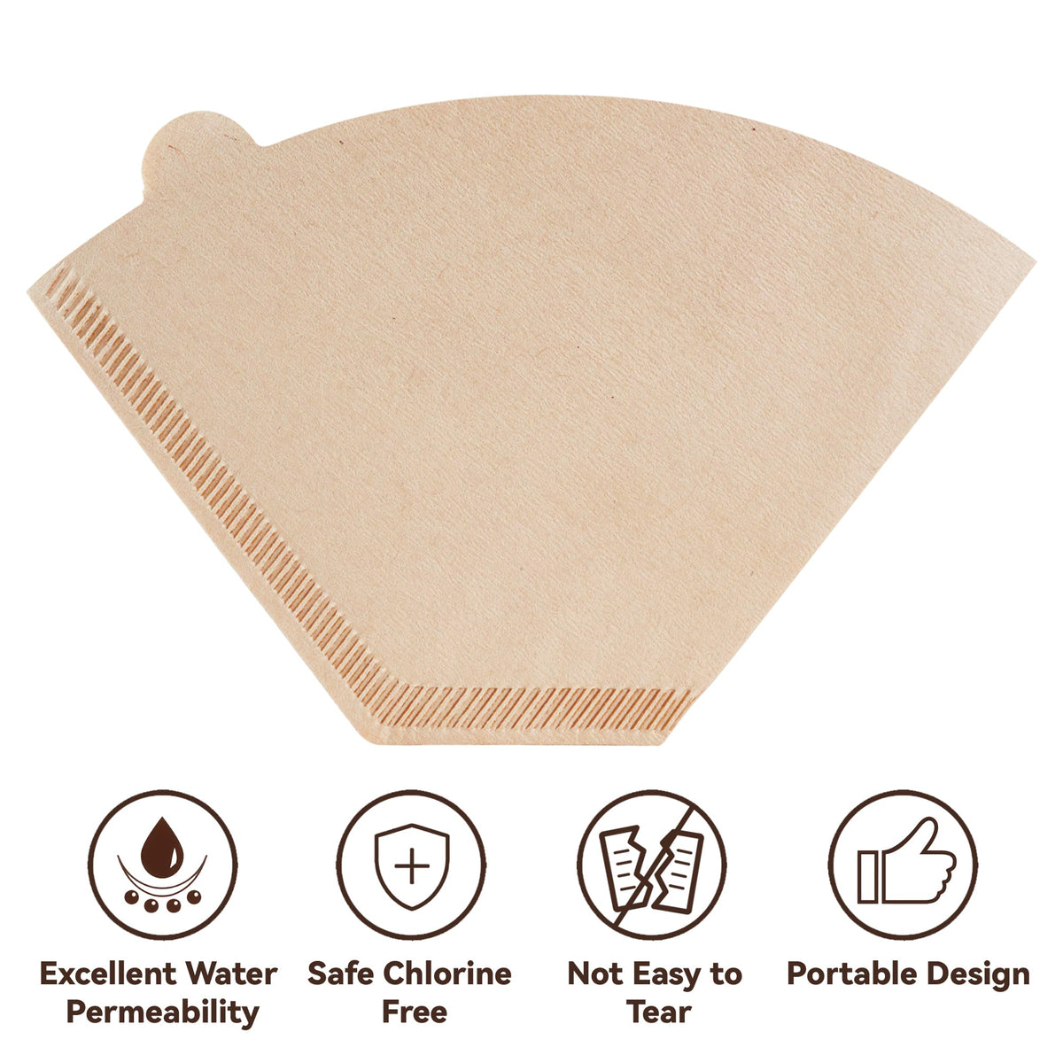 Durable cone filter resists tearing during brewing in busy kitchens