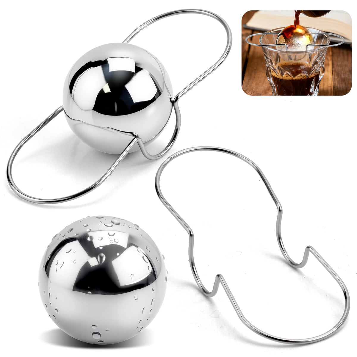 Brikinte espresso frozen ball front view preserves flavor while cooling.