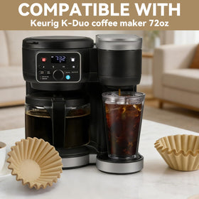 Extra deep bowl design filter ready for use in Keurig Duo