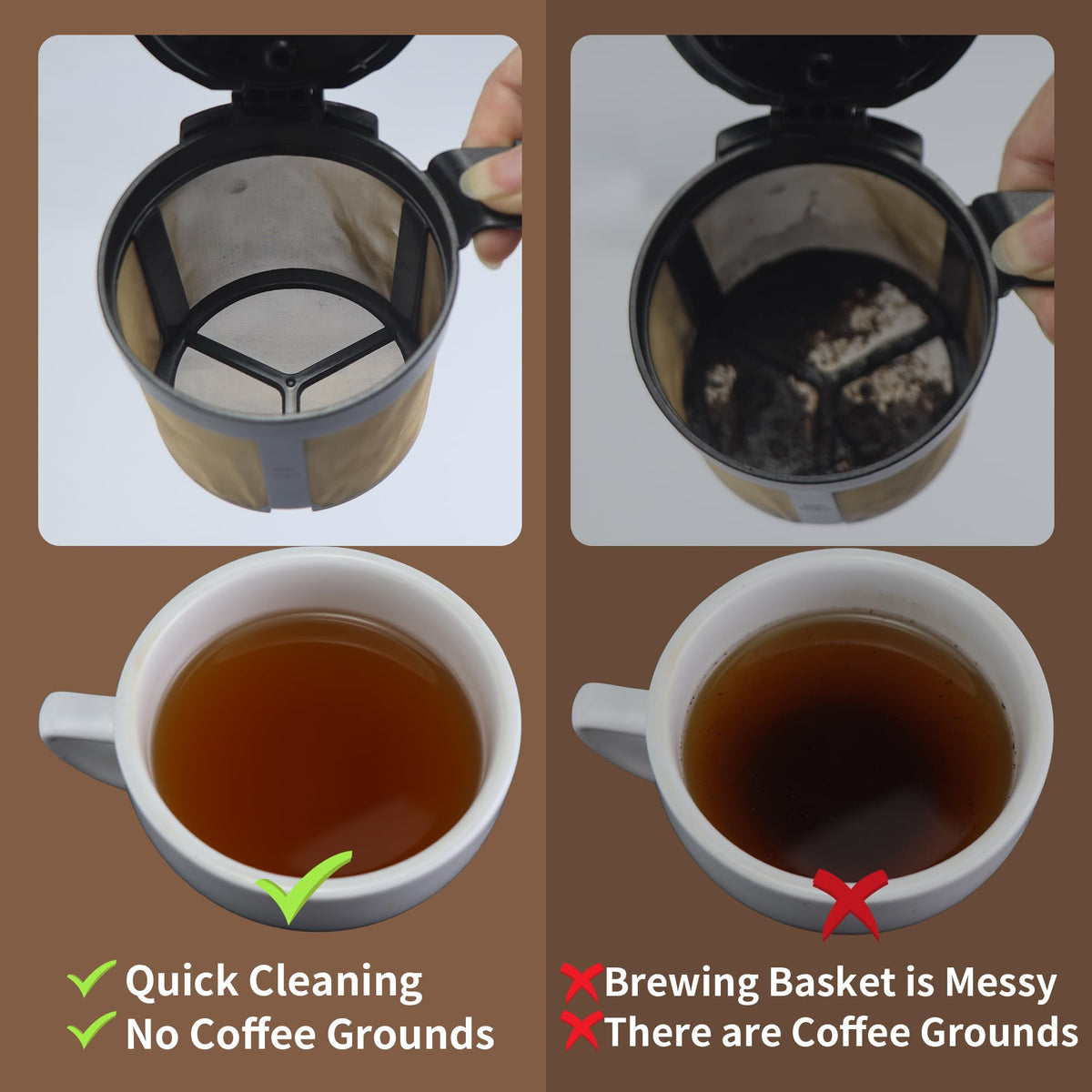 Brikinte filters in use with a Ninja Pod deliver cleaner, sediment-free cups.
