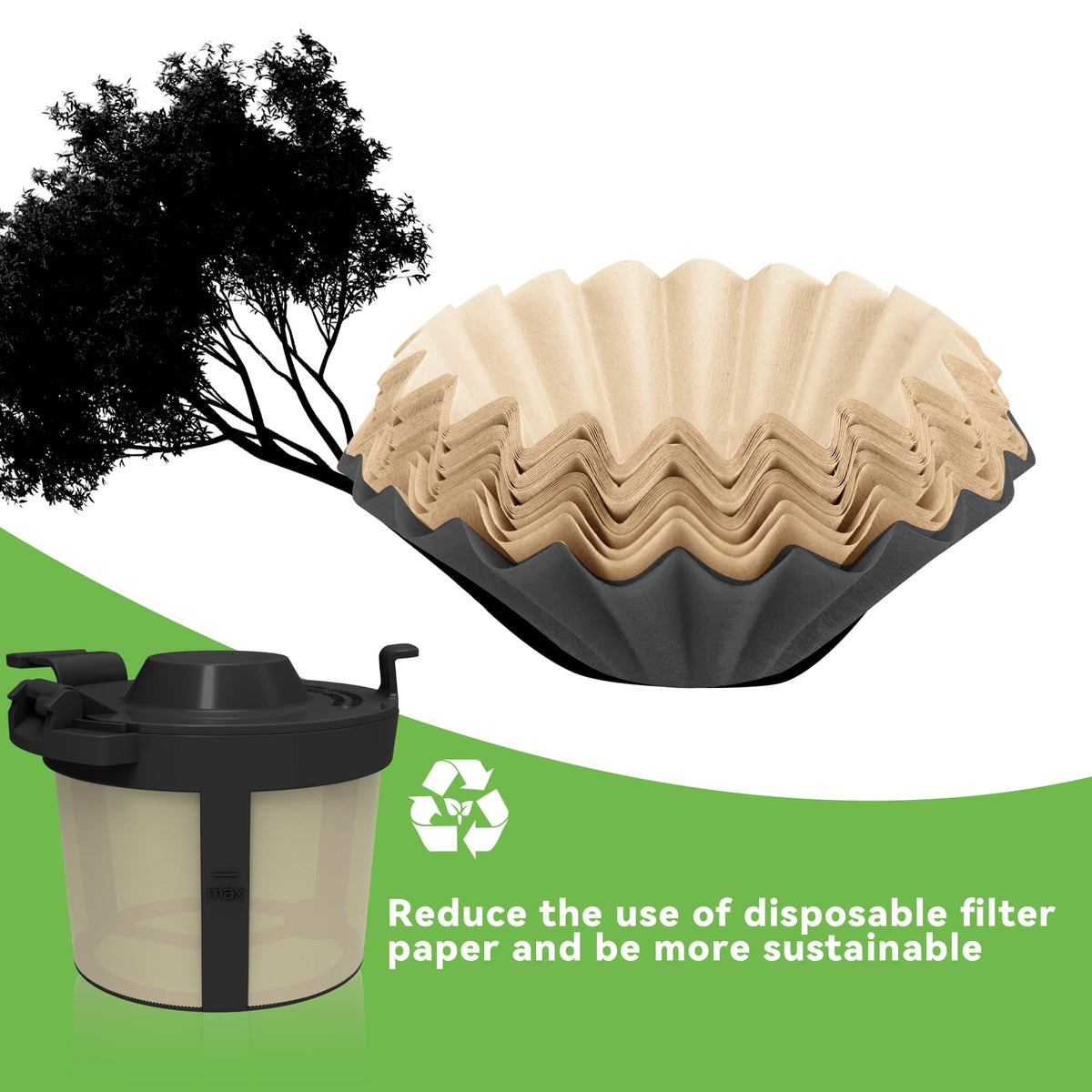 Brikinte eco-friendly reusable filter basket reduces waste for Ninja machines.