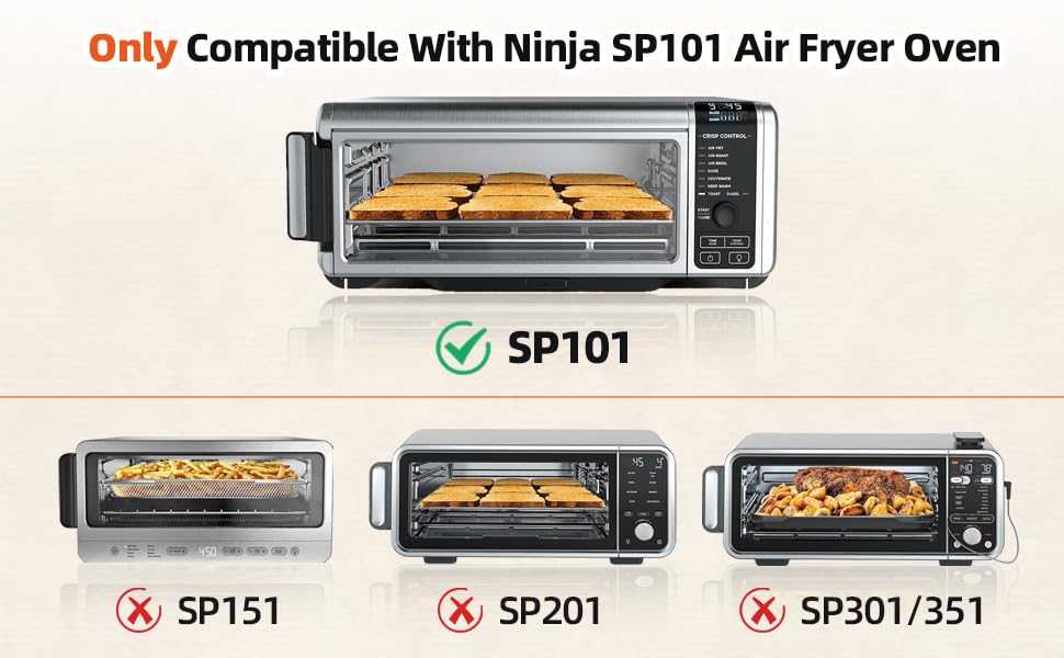 brikinte nonstick tray for Ninja SP101 shown in oven delivering even heat
