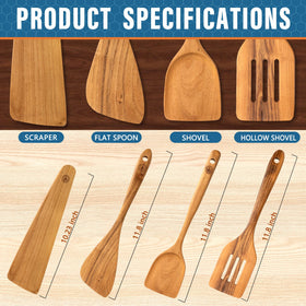 Brillantica wok turner in natural wood for stirring and flipping