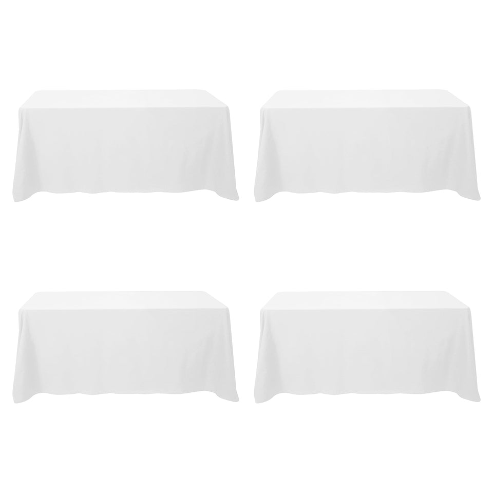 BRILLMAX 4-pack white tablecloth on a full-coverage 90x132 inch table